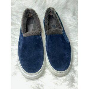 M. Gemi Cerchio Shearling Slip-On Sneakers Navy Suede EU 38.5